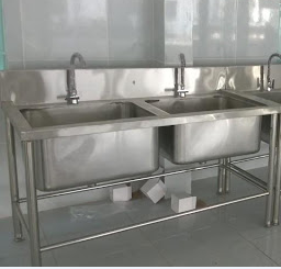 Chậu rửa tay inox cho y tế,phòng sạch loại 2 ngăn - chau rua tay inox cho y te,phong sach loai 2 ngan